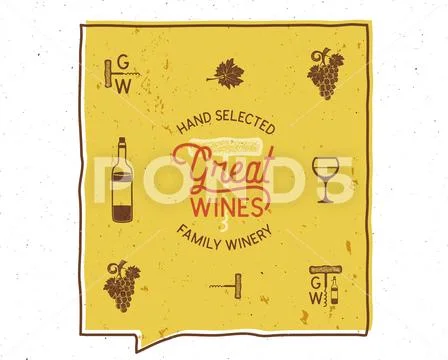 Wine, winery logo and icons, elements. Drink, alcoholic beverage symbol Stock Illustration