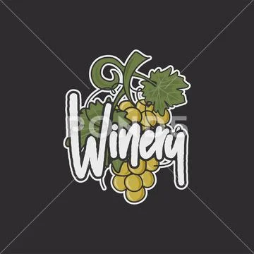 Wine, winery logo template. Drink, alcoholic graffiti art, beverage symbol. Vine Stock Illustration