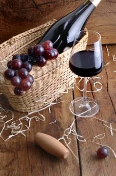 Wineglass for tasting on rustic background Stock Photos