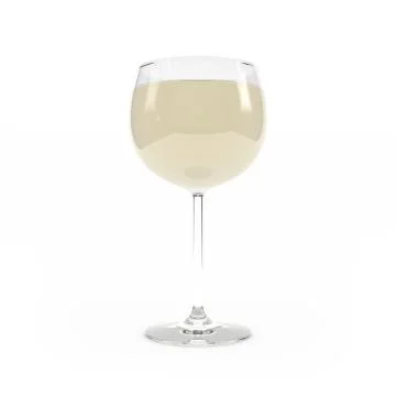 Wineglass with white wine 3d rendering Illustrazione stock