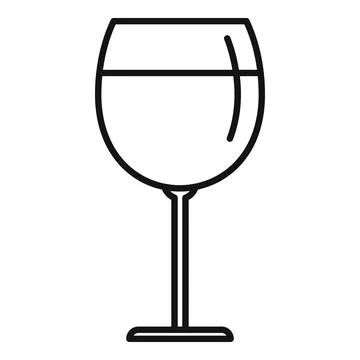 Wineglass with wine standing on thin stem line icon Stock Illustration