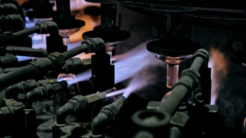Wineglasses production line Stock Footage 97199513