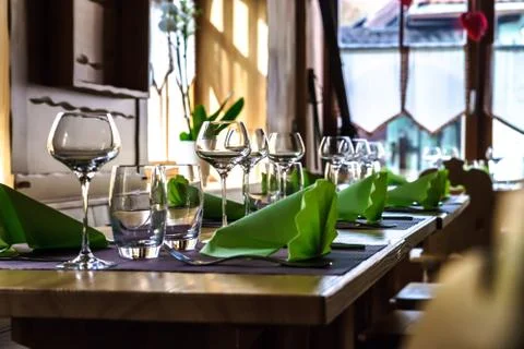 Wineglasses ready for the dinner Stock-Fotos
