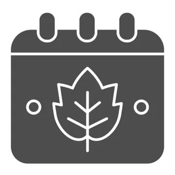 Winemaker case calendar solid icon. Calendar with grape leaf emblem glyph style Stock-Illustration