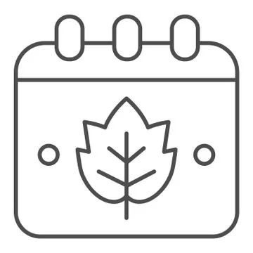 Winemaker case calendar thin line icon. Calendar with grape leaf emblem outline Stock-Illustration