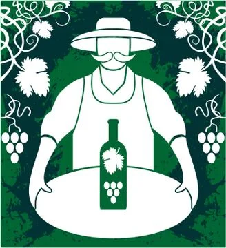 Winemaker with wine bottle Stock Illustration