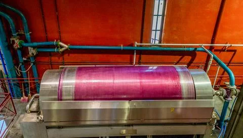 Winemaking process extracting grape must in la rioja spain Stock Photos