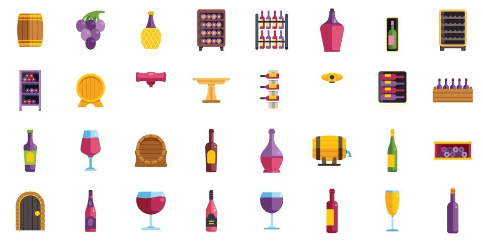Winemaking process from grape to glass, exploring winery equipment and produc Ilustração Stock