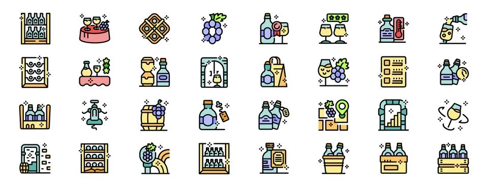 Winemaking process, from harvesting grapes to bottling and enjoying a glass o Ilustração Stock
