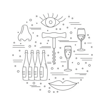 Winemaking, wine tasting graphic design concept Stock Illustration