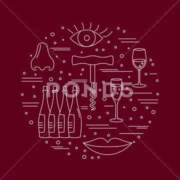 Winemaking, wine tasting graphic design concept Stock Illustration