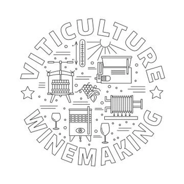 Winemaking, wine tasting graphic design concept Stock Illustration
