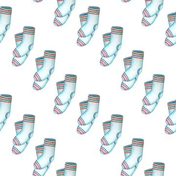 Winer theme, seamless pattern, hand drawn socks, aquarelle designs Stock Illustration