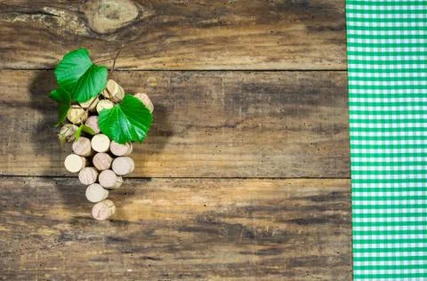 Winery background with bunch of grapes shape made with wine corks Stock Photos