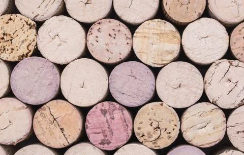Winery background with wine corks close-up Stock Photos