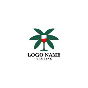 Winery palm logo design vector Stock Illustration