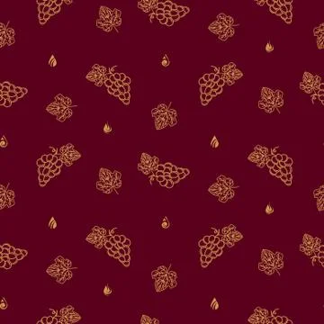 Winery vector seamless pattern icons in linear style for wine label design. Stock Illustration