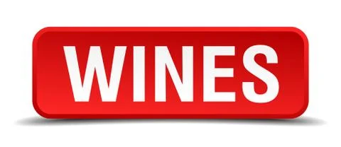 Wines red 3d square button isolated on white 스톡 일러스트