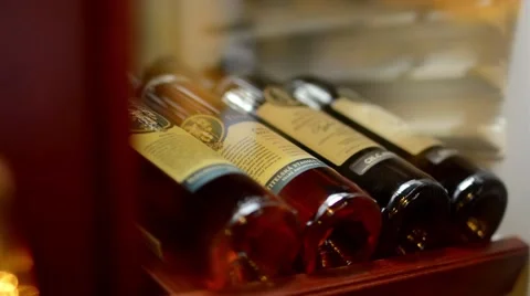 Wines in the wine cupboard Video stock 47240081