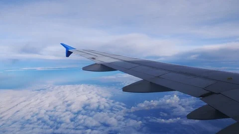 Wing aeroplane on the sky with cloud. Stock Footage 105109242