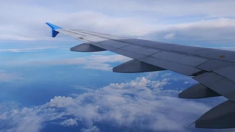 Wing aeroplane on the sky with cloud. Video stock 105109343
