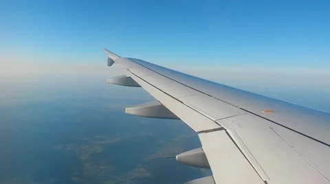 Wing aircraft above the Ground - inside view Stock Footage 40686493