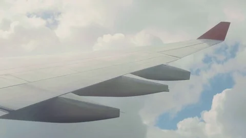 The wing of the aircraft through the air. Stock Footage 72488036