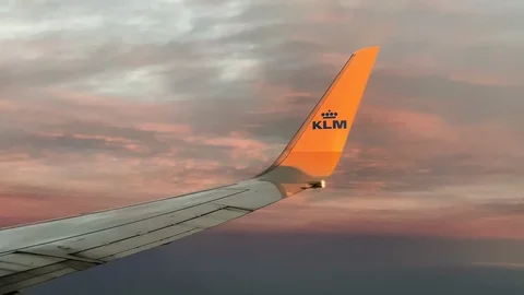 Wing of airplane above the clouds Video stock 117899348