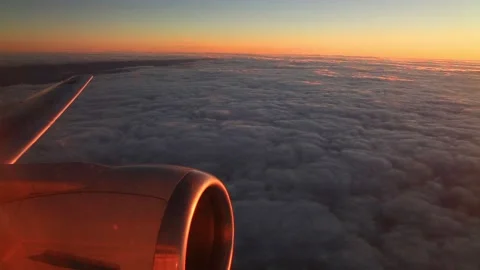 Wing of an airplane flying above the clouds. Stock Footage 197052857