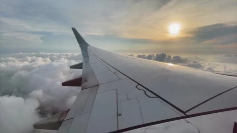 Wing Of Airplane Flying Above The Clouds Видео 347660676