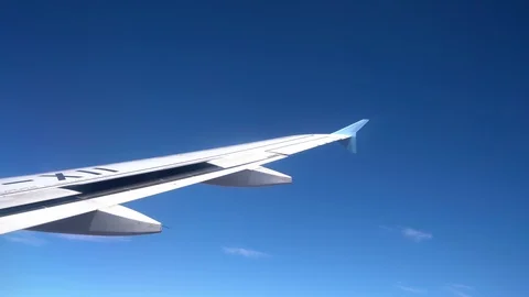 Wing Of An Airplane Flying Mountains Stock Footage 105038293