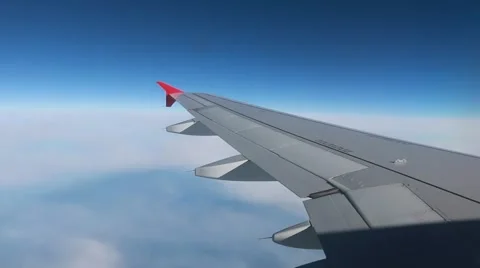 Wing of airplane flying in sky Video stock 67046797