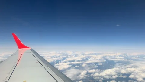The Wing Of An Airplane Looking Through The Passenger Window. Stock Footage 123667014