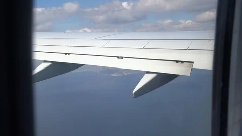 Wing of airplane over the Bosphorus Stock Footage 101969260