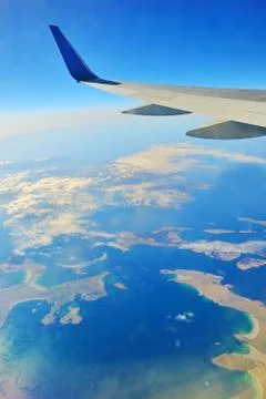Wing of an airplane Stock Photos