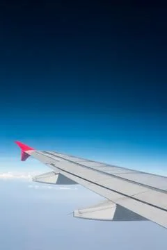 Wing of airplane Stock Photos
