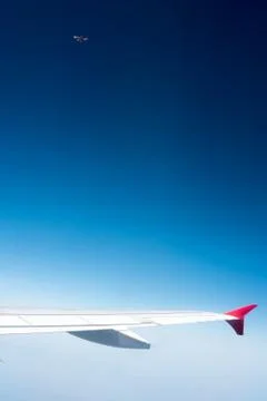 Wing of airplane Stock Photos