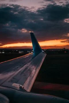 Wing of the airplane Stock Photos