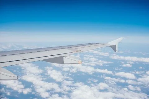 Wing of the airplane Stock Photos