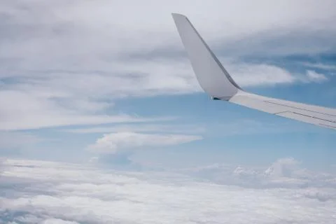 Wing of the airplane Stock Photos
