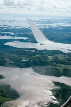 Wing of the airplane Stock Photos