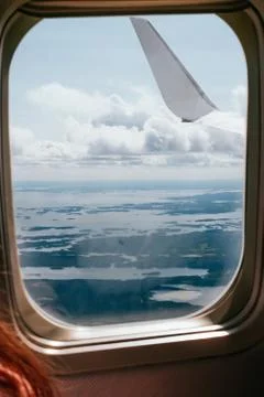 Wing of the airplane Stock Photos