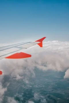Wing of the airplane Stock Photos