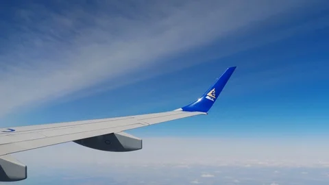 Wing of an airplane in the sky Stock Footage 99613372