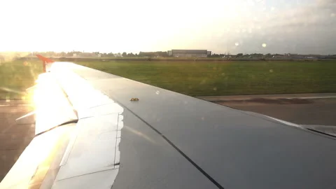 Wing Of Airplane Taking Off Stock Footage 85923319