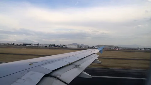 Wing Of An Airplane Taking off Stock Footage 105037315