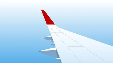 Wing of an airplane. The view from an airplane window. Stock Illustration