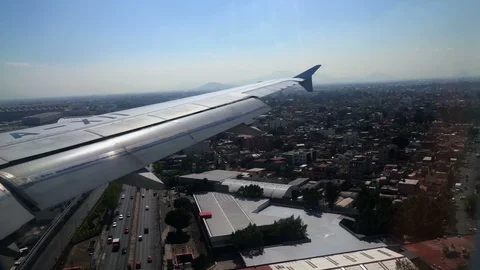 Wing Of An Airplane while Landing Stock Footage