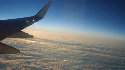 Wing of airplane from window. Stock Footage 33688805