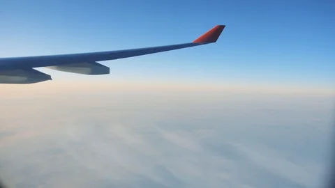 Wing of airplane from window. Stock Footage 90409595